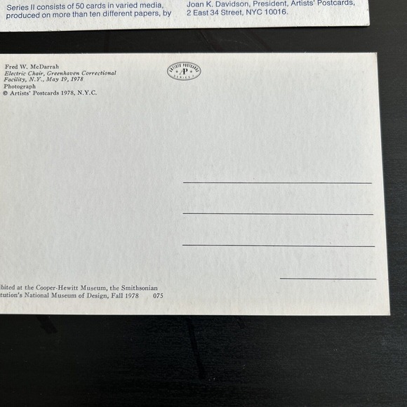 Artists Postcards 1978 Vintage - Fred W. McDarrah Electric Chair Photograph - Picture 7 of 10